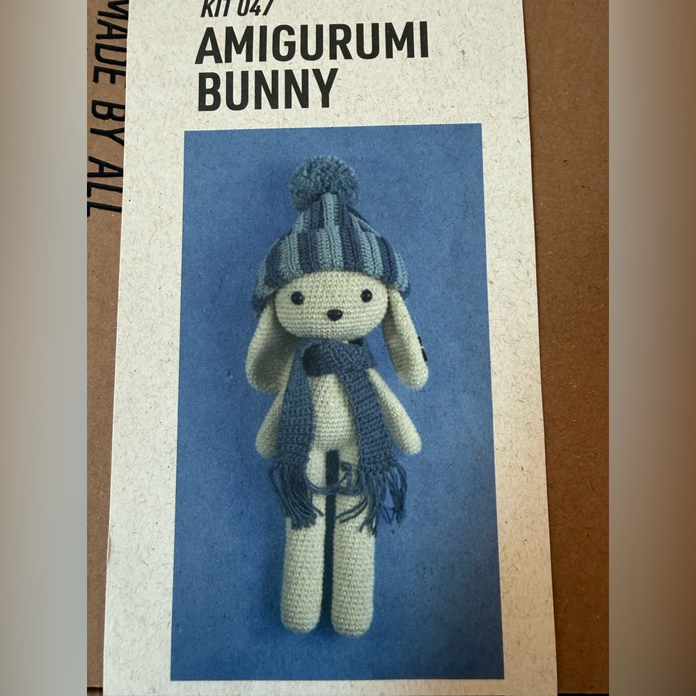 Amigurumi  Bunny crochet kit Blue Hat and Scarf